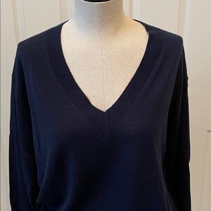 J. Crew Merino Wool Deep V-Neck Sweater in Navy-Size Medium. Worn Only Once-EUC